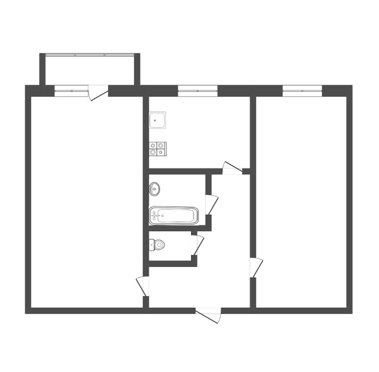 2-комнатная 44 м2 в ЖК undefined корпус null этаж 4