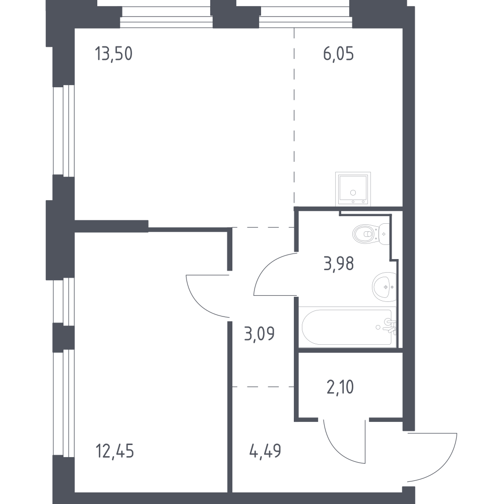 Студия 45 м2 в ЖК Чаркова 72 корпус null этаж 17