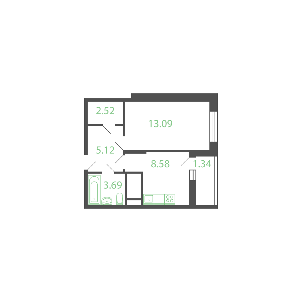 1-комнатная 35 м2 в ЖК Русич Новые Котельники корпус null этаж 11