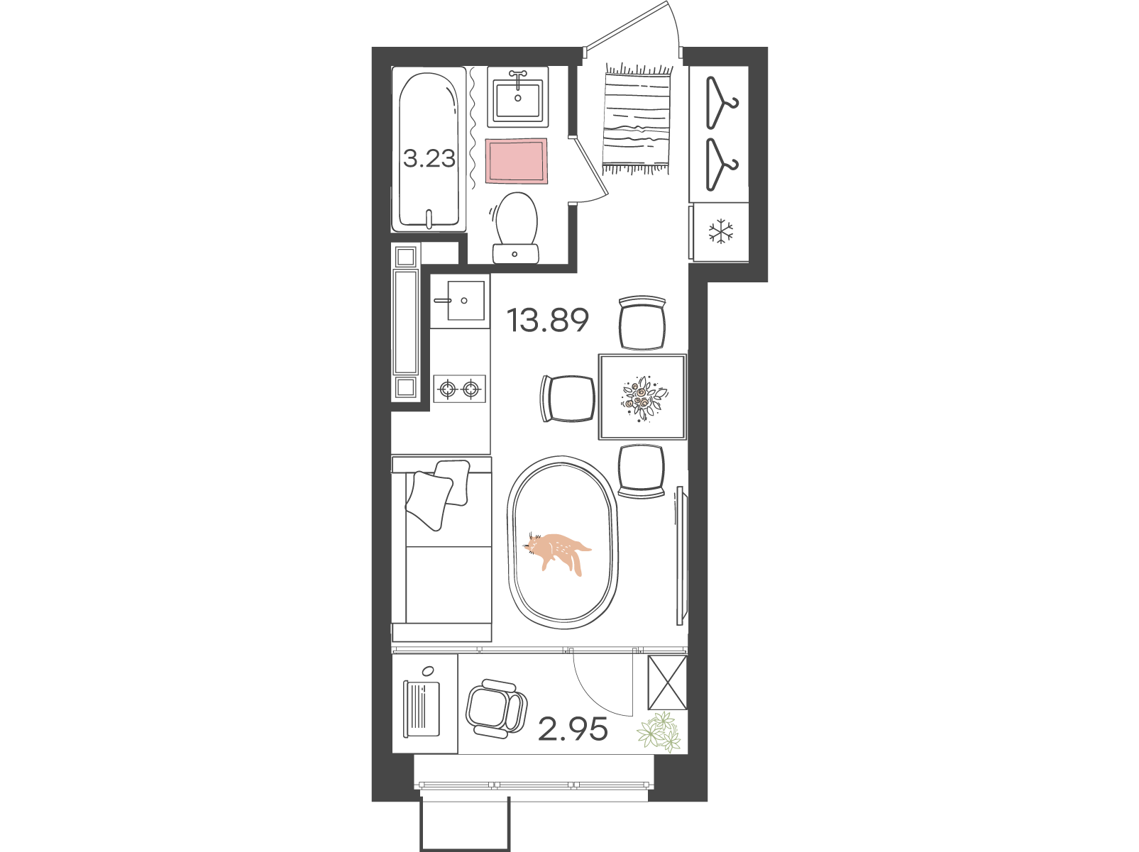 1-комнатная 20 м2 в ЖК Новая Жизнь - Львовская корпус null этаж 8