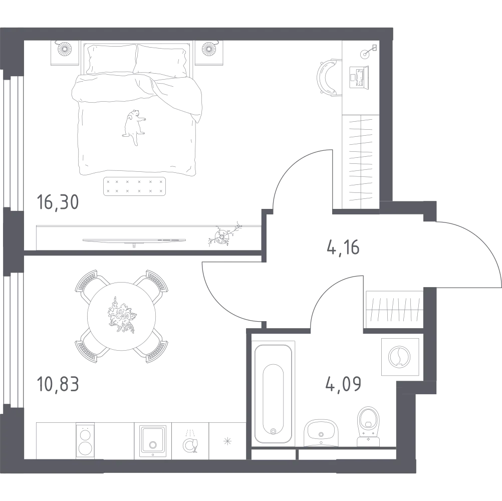 1-комнатная 35 м2 в ЖК Космический Квартал корпус null этаж 12