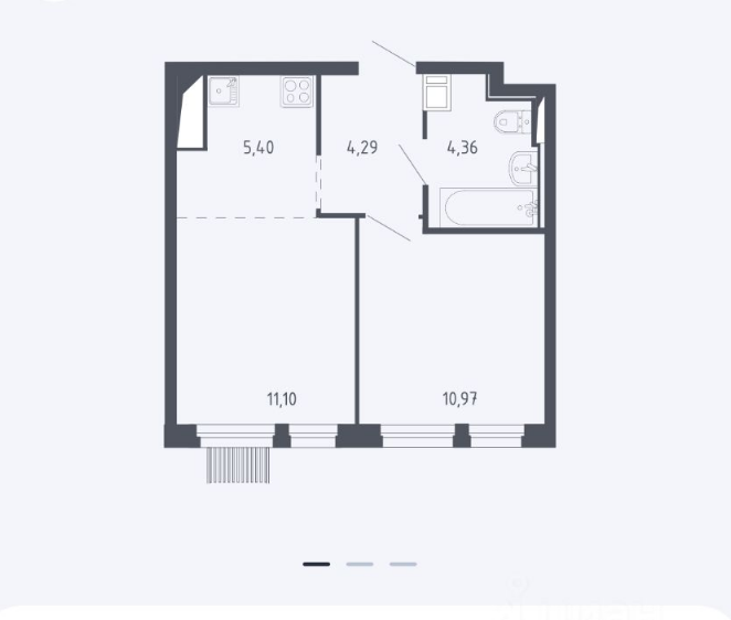 2-комнатная 36.1 м2 в ЖК undefined корпус null этаж 12