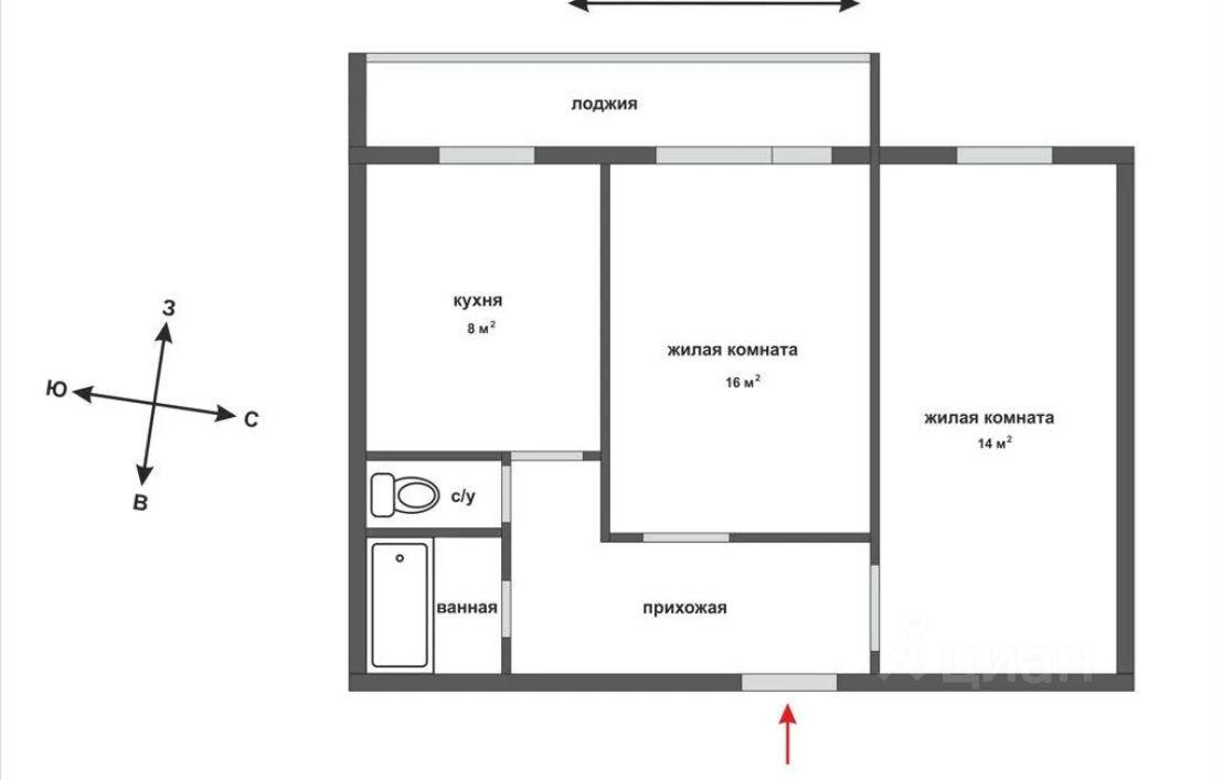 2-комнатная 47.3 м2 в ЖК undefined корпус null этаж 1