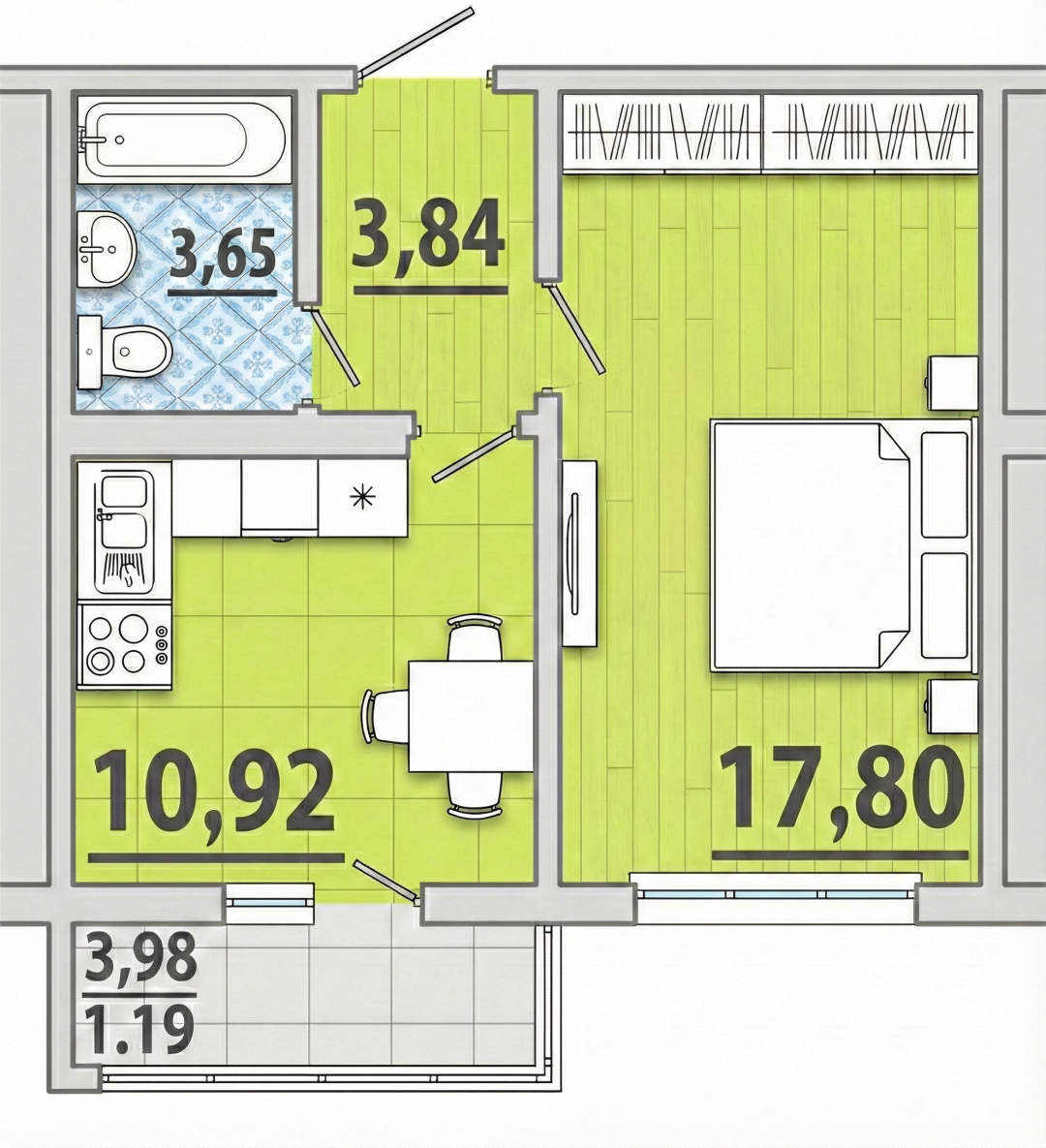 1-комнатная 40.4 м2 в ЖК undefined корпус null этаж 13