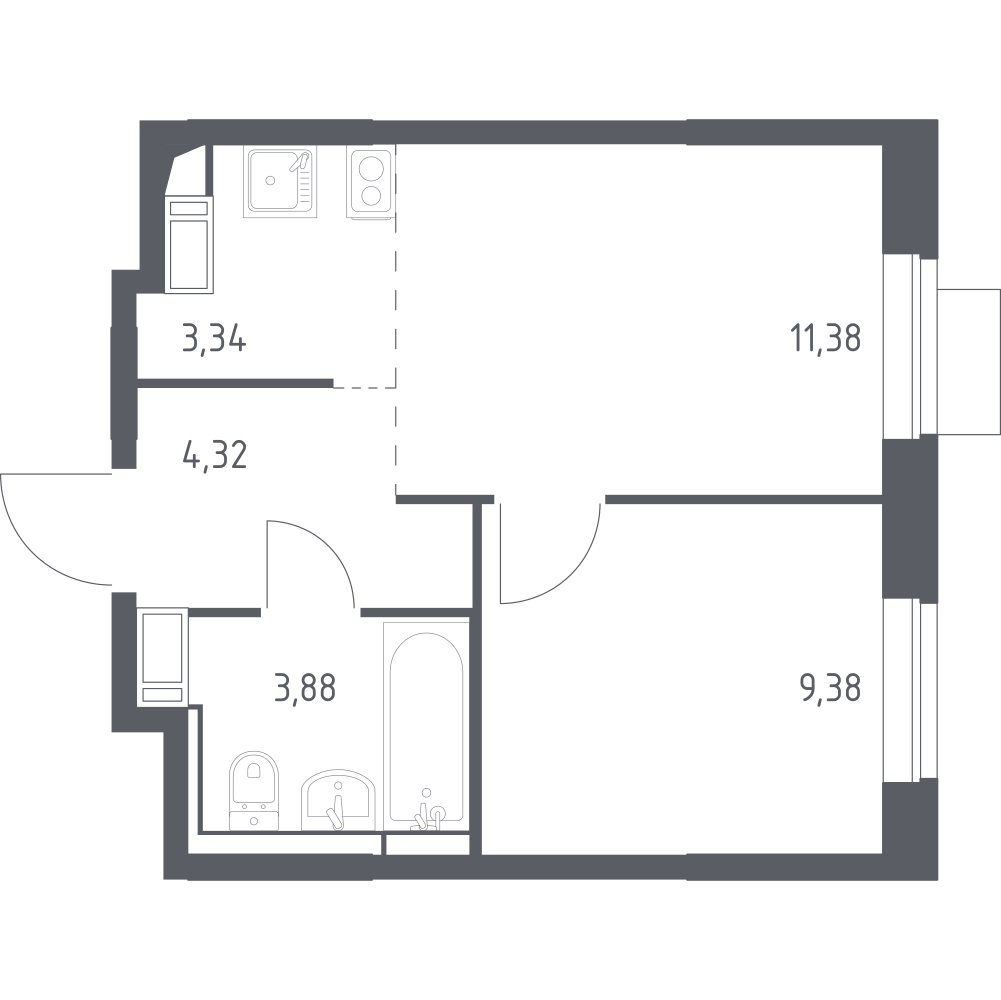 Студия 32 м2 в ЖК Пятницкие Луга корпус null этаж 7