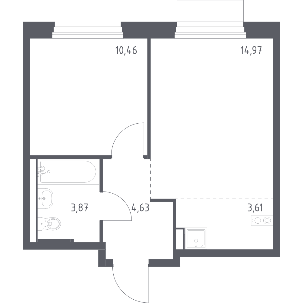Студия 37 м2 в ЖК Новое Внуково корпус null этаж 9