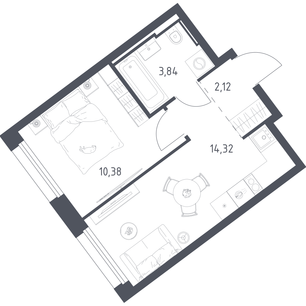 1-комнатная 30 м2 в ЖК Литературный Квартал корпус null этаж 11
