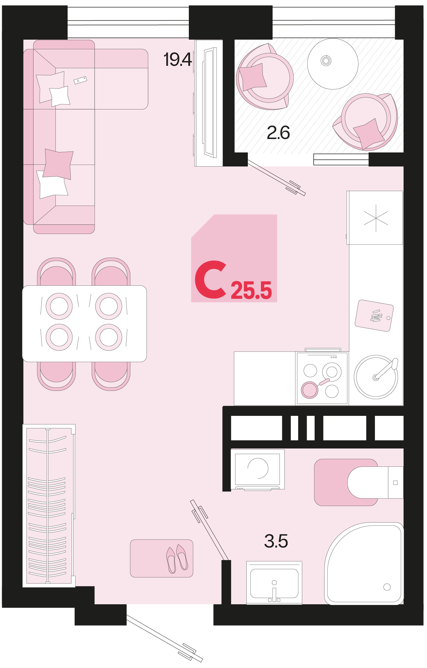 Студия 25 м2 в ЖК Первое место корпус null этаж 11