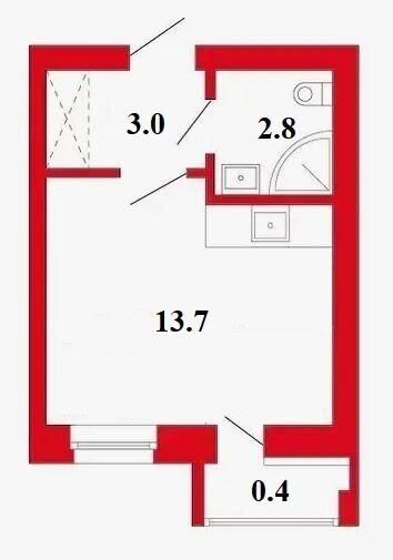 Студия 19.9 м2 в ЖК undefined корпус null этаж 8