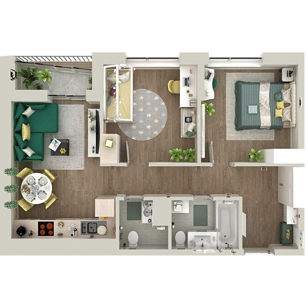 2-комнатная 62 м2 в ЖК Гранд Квартал корпус null этаж 7