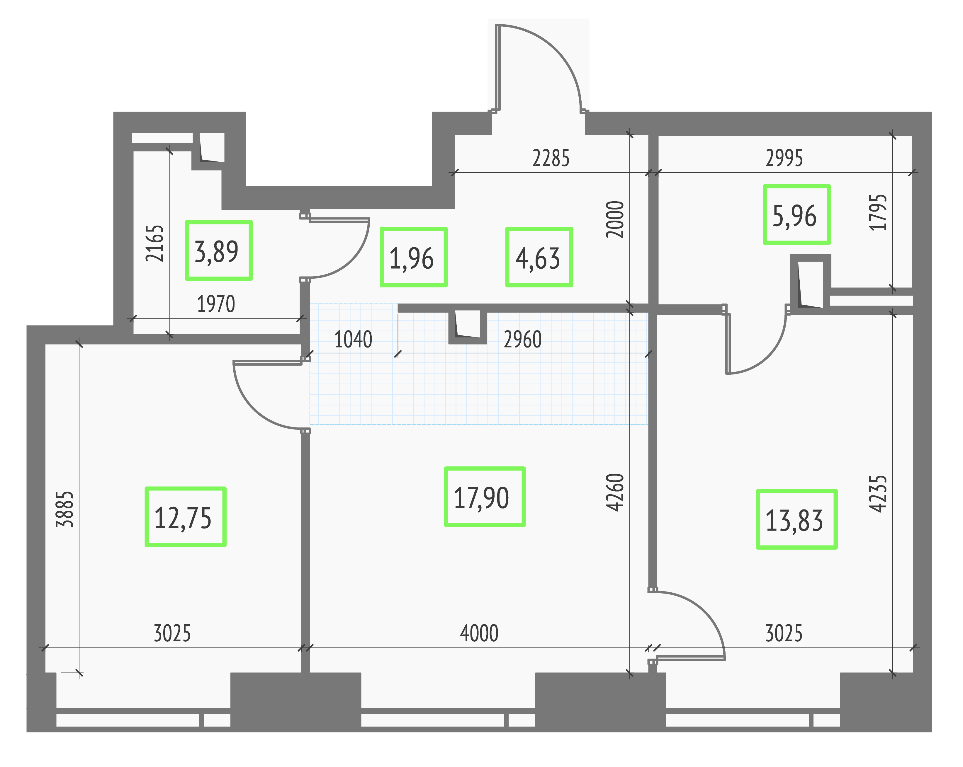 2-комнатная 60 м2 в ЖК Upside Towers корпус null этаж 40