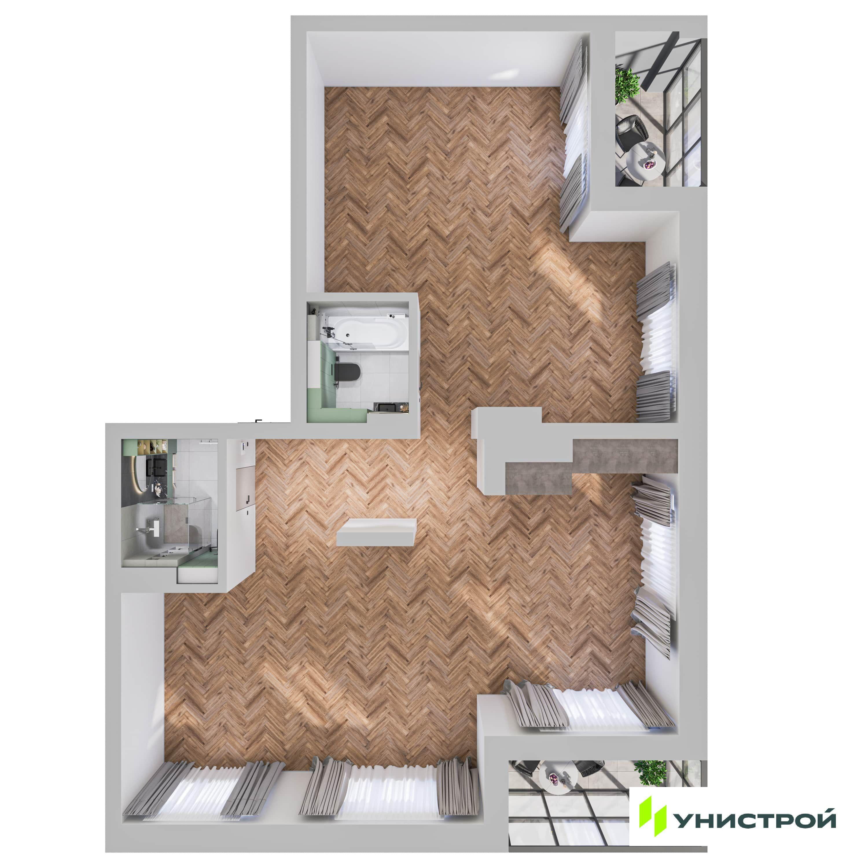 Студия 108 м2 в ЖК Уникум на Ленинском корпус null этаж 14