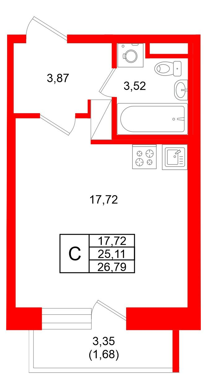 Студия 26 м2 в ЖК Юнтолово корпус null этаж 13