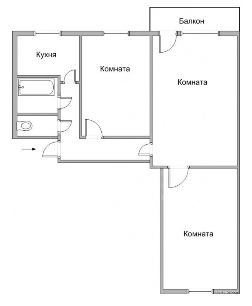 3-комнатная 59.4 м2 в ЖК undefined корпус null этаж 5