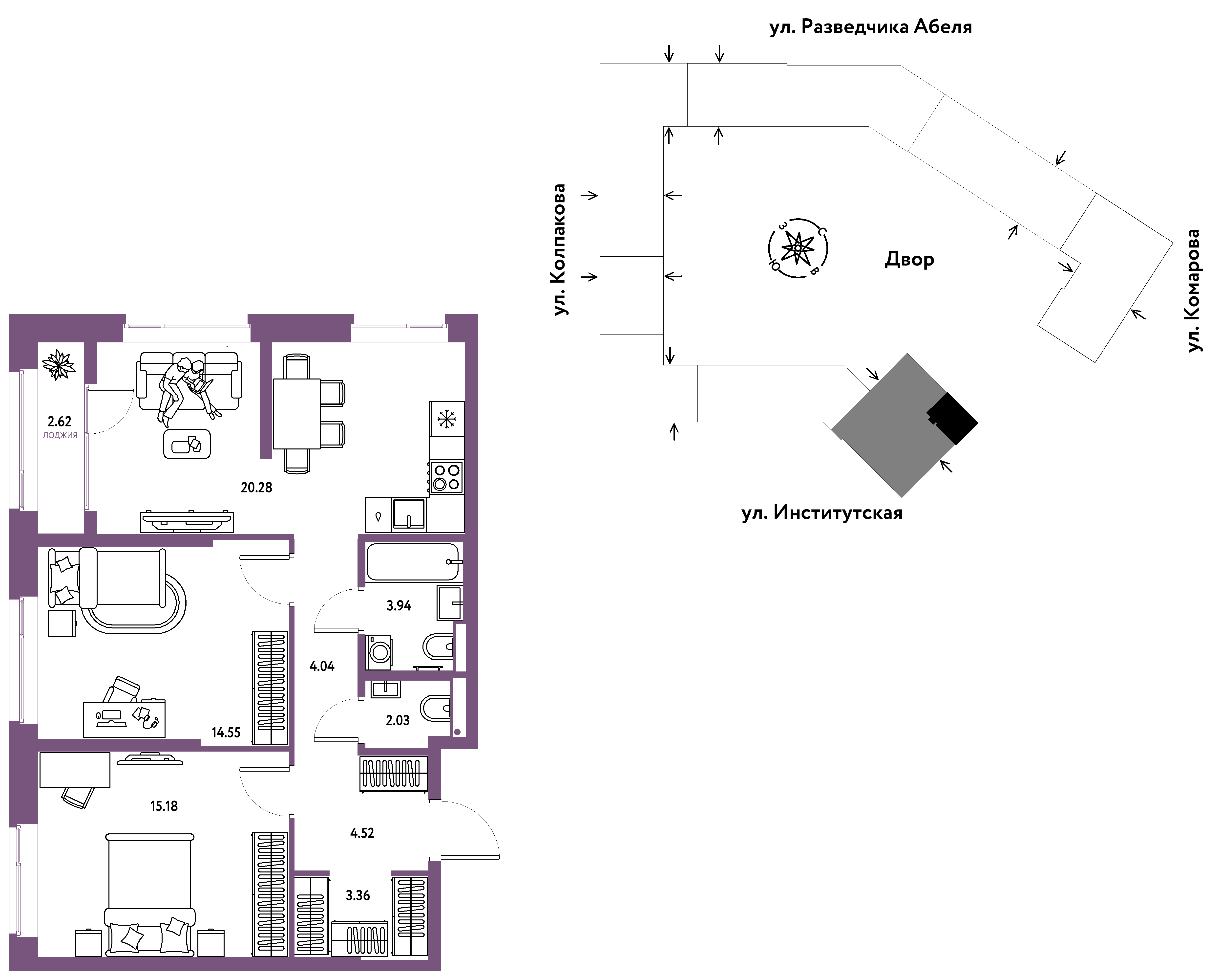 Студия 70 м2 в ЖК Страна.Парковая корпус null этаж 18