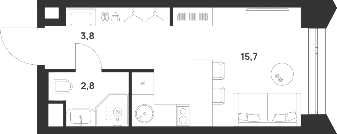 Студия 22 м2 в ЖК Voice Towers корпус null этаж 32