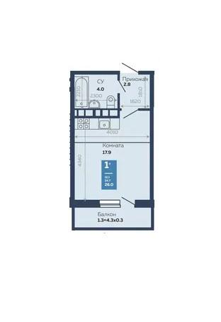 Студия 24.7 м2 в ЖК undefined корпус null этаж 6