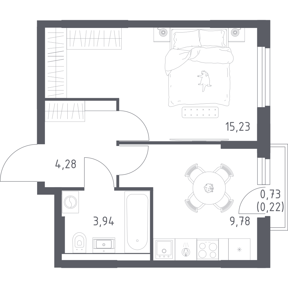 1-комнатная 33 м2 в ЖК Урбан Тау корпус null этаж 8