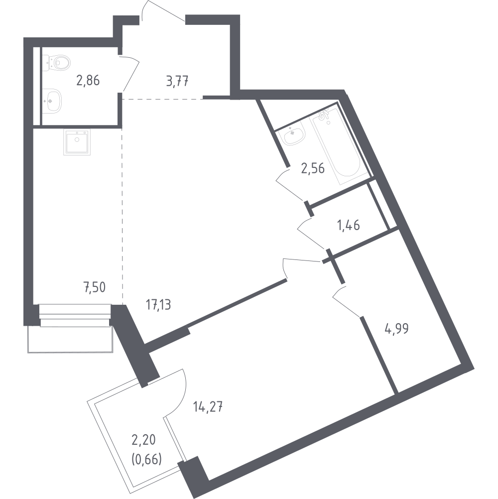 Студия 54 м2 в ЖК Рублёвский Квартал корпус null этаж 6
