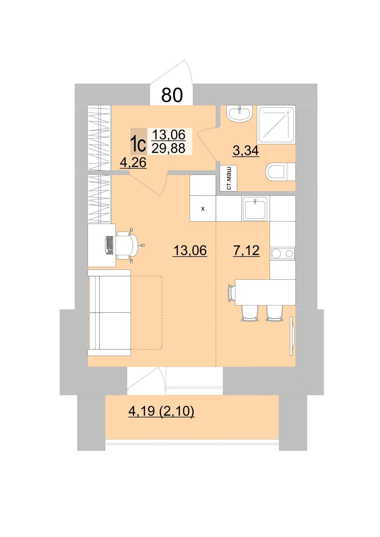 Студия 31 м2 в ЖК Философия Идеалистов на Театральной корпус null этаж 14