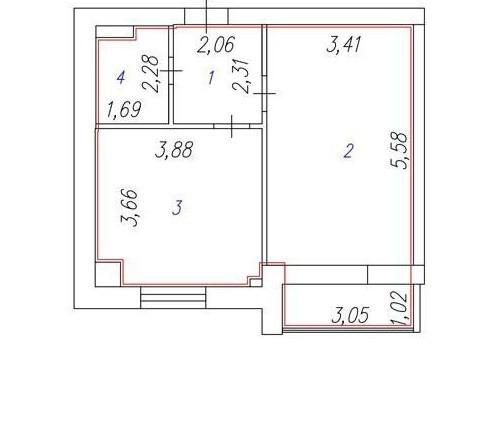 1-комнатная 44.3 м2 в ЖК undefined корпус null этаж 4
