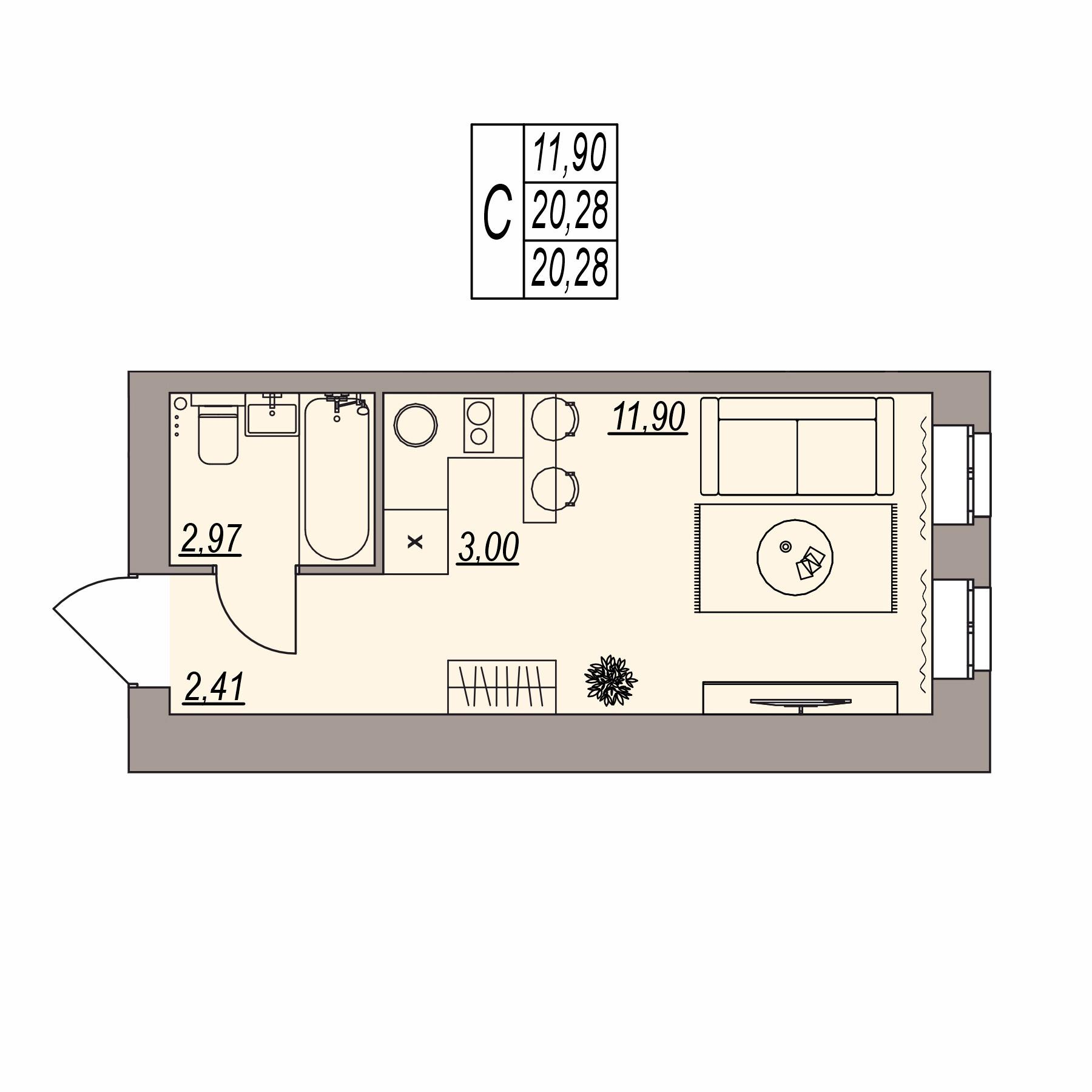 Студия 20 м2 в ЖК Герои поколений корпус null этаж 2