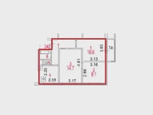 3-комнатная 50 м2 в ЖК undefined корпус null этаж 5