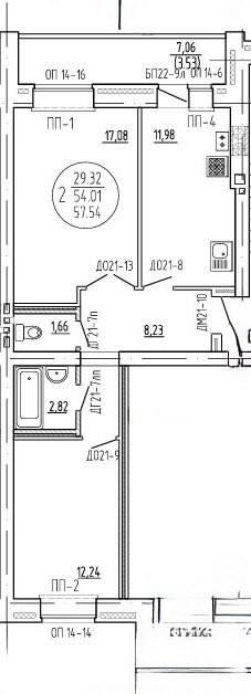 2-комнатная 58 м2 в ЖК undefined корпус null этаж 4