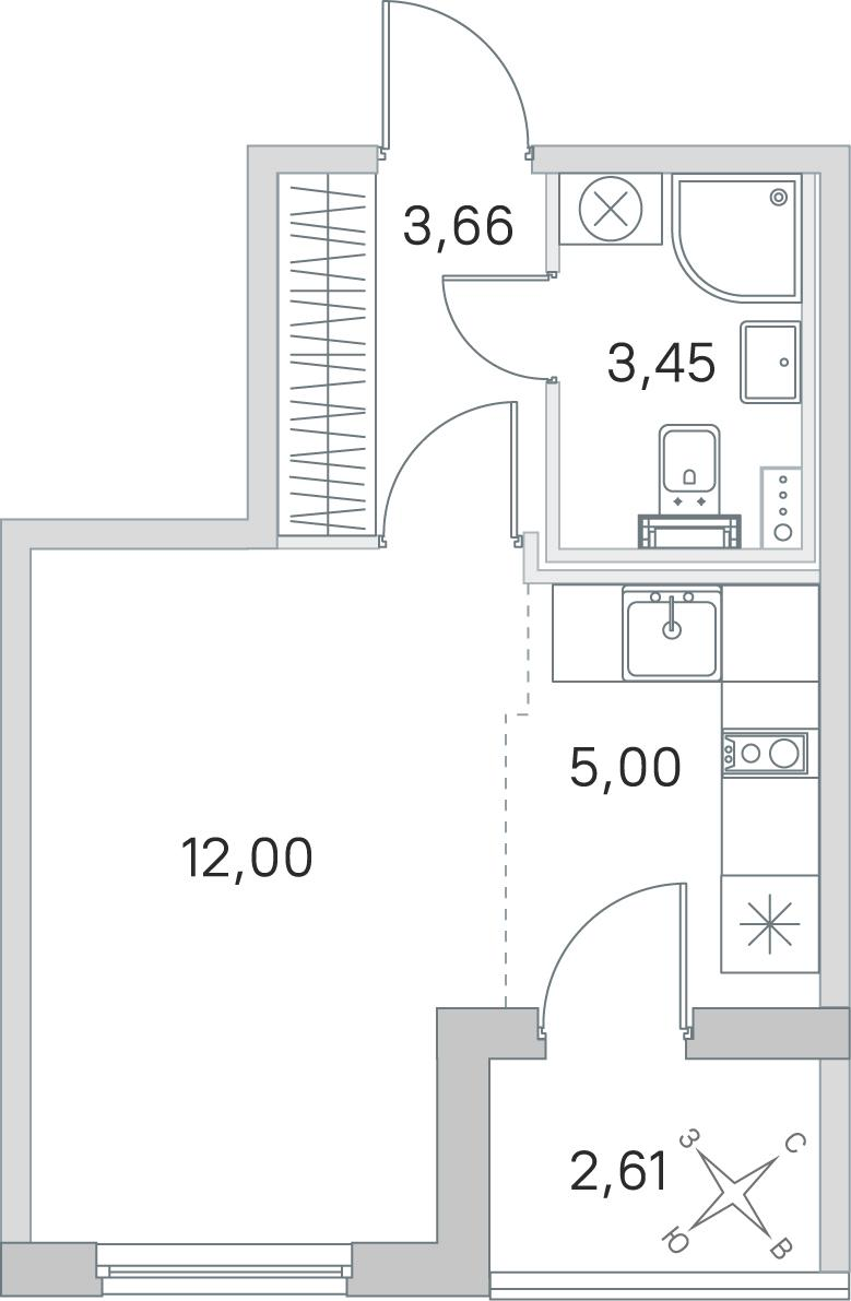 Студия 25 м2 в ЖК Любоград корпус null этаж 1