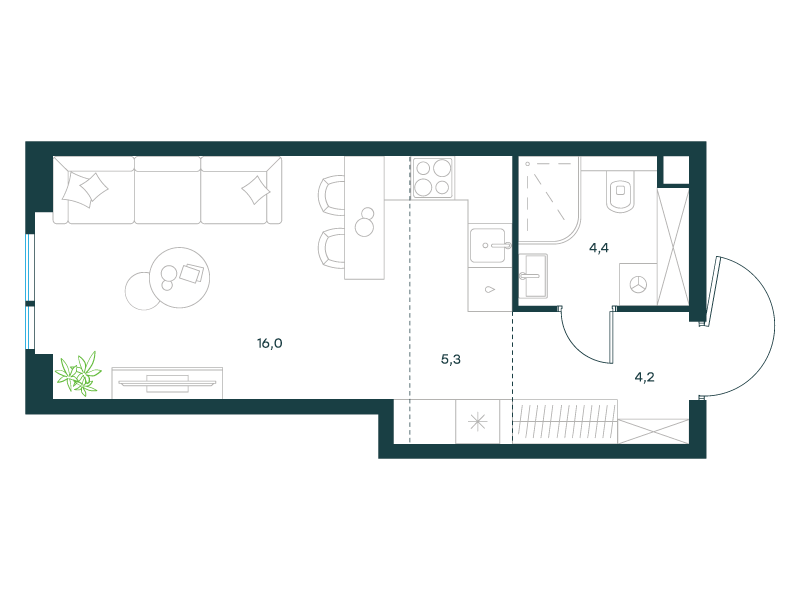 Студия 29 м2 в ЖК Level Войковская корпус null этаж 3