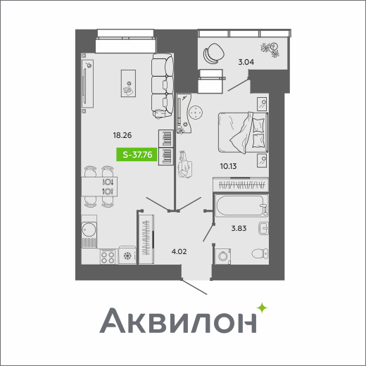 Студия 37 м2 в ЖК RIVER PARK-2 корпус null этаж 8