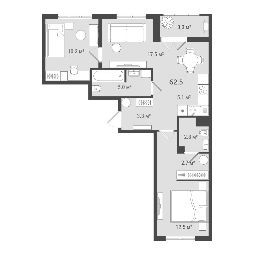 Студия 61 м2 в ЖК Фамильный дом корпус null этаж 13