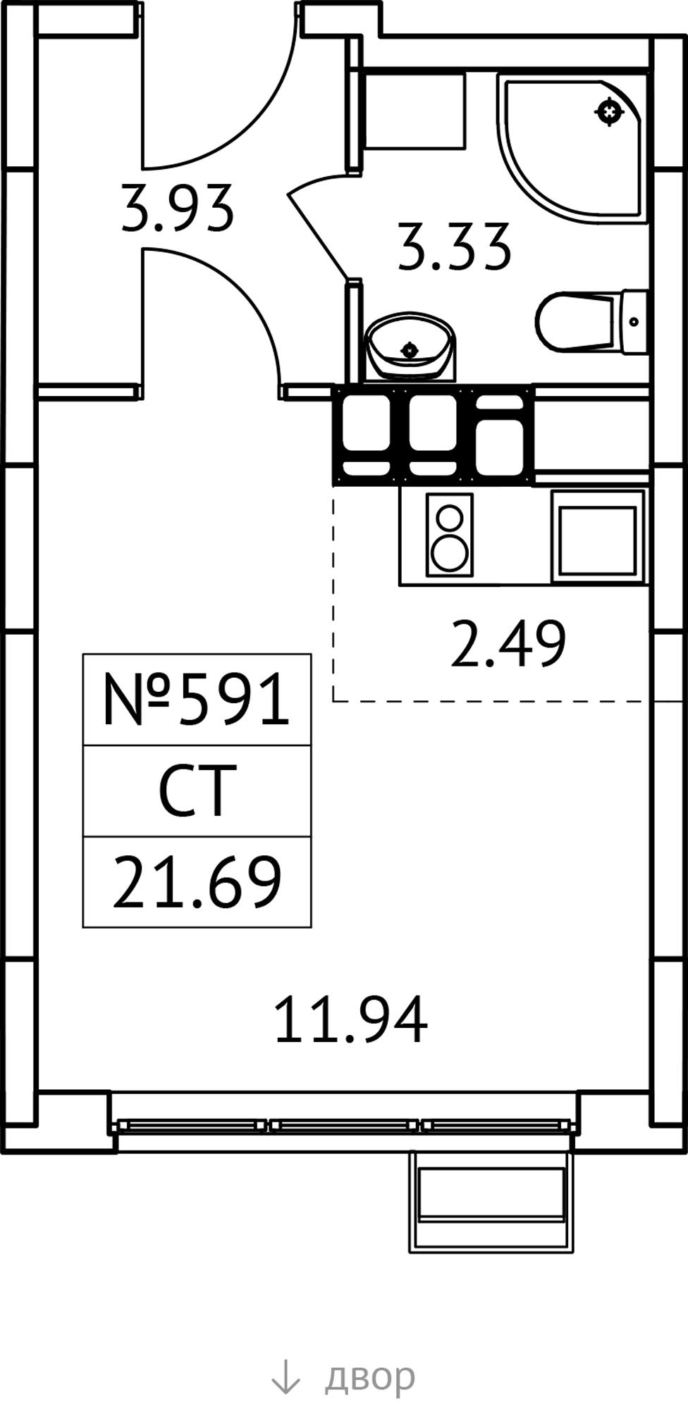 Студия 21 м2 в ЖК Новотомилино корпус null этаж 12
