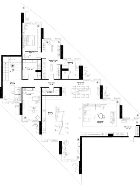 5-комнатная 359 м2 в ЖК Opus корпус null этаж 11