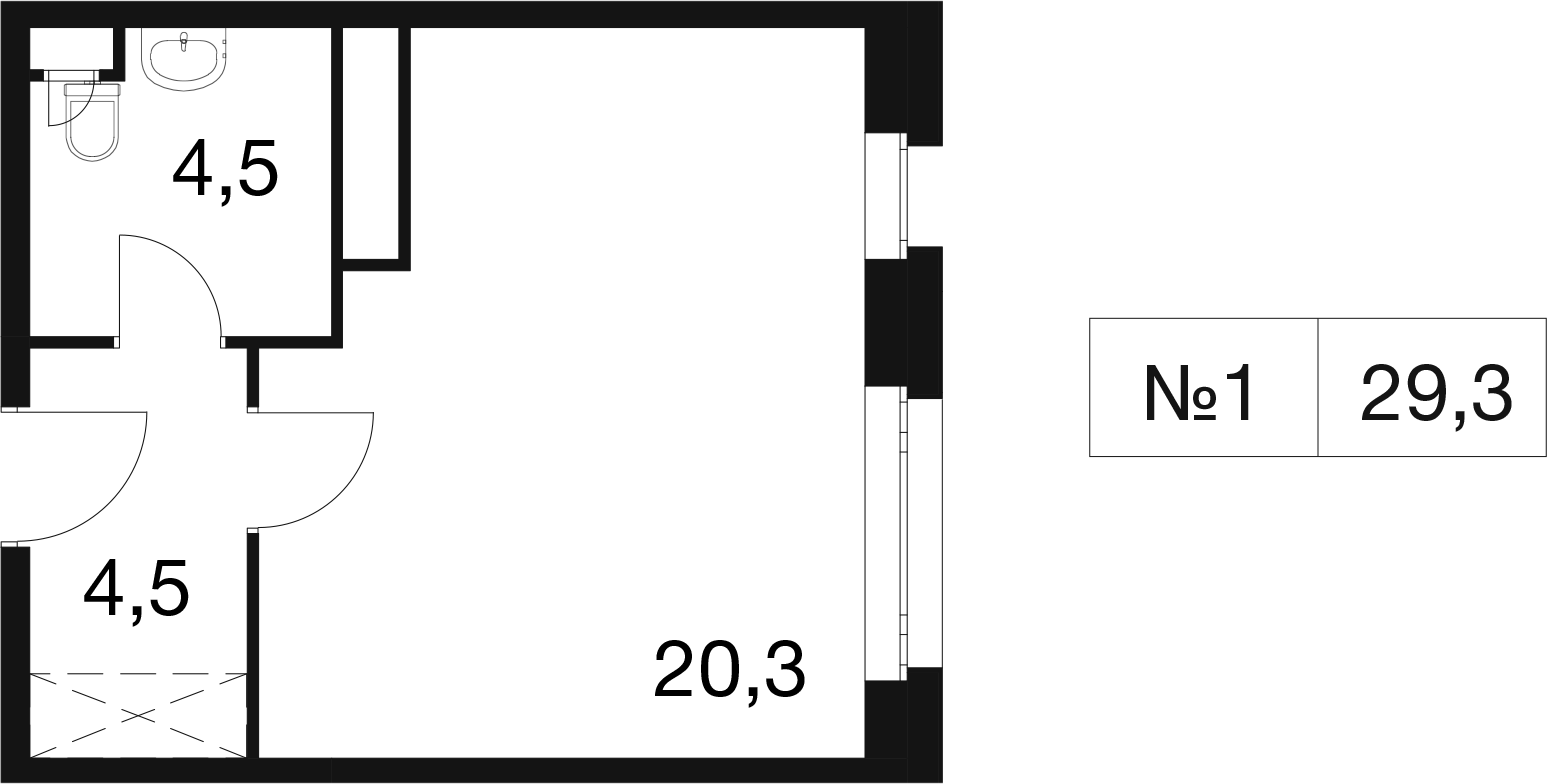 Студия 30 м2 в ЖК Идеал корпус null этаж 2