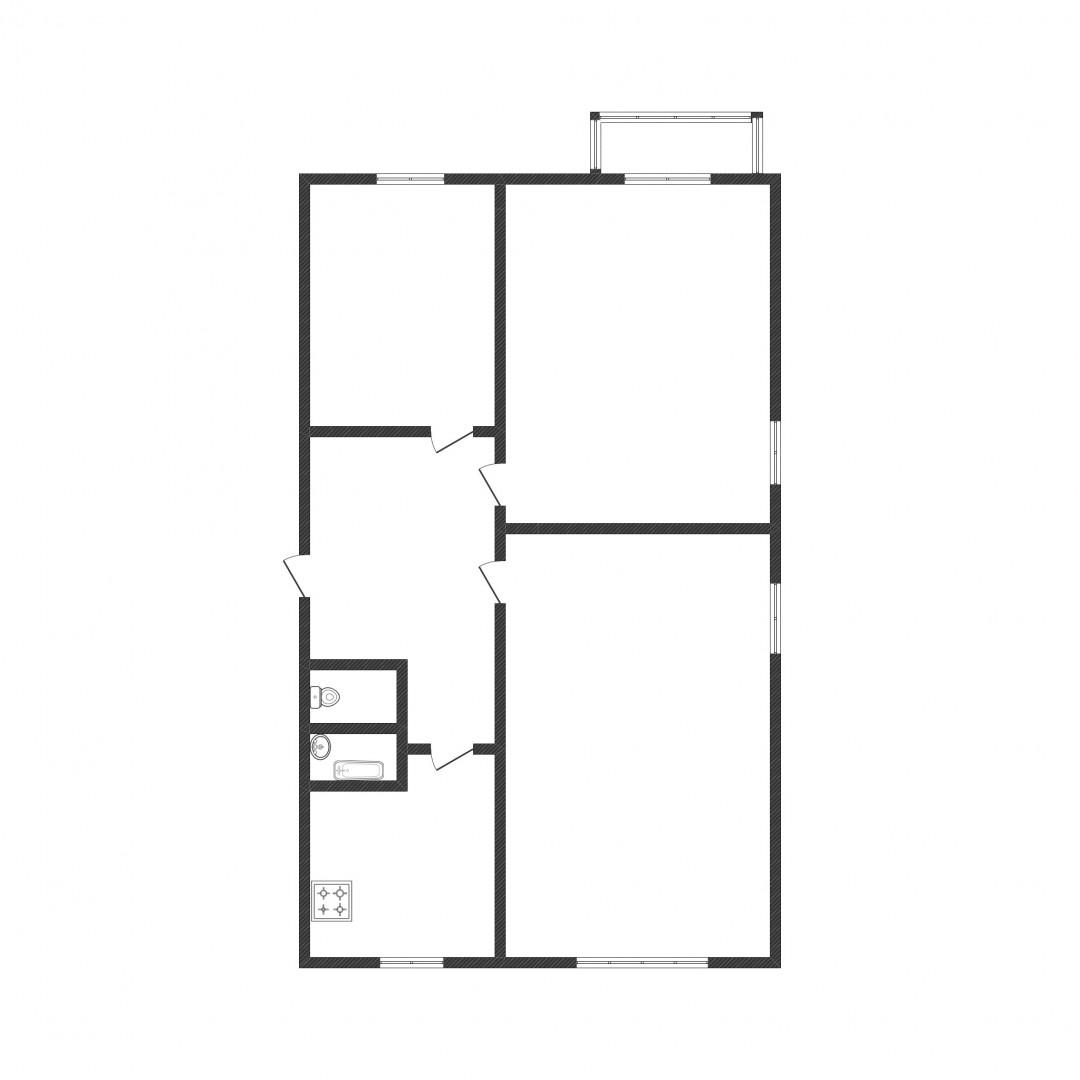 3-комнатная 61.4 м2 в ЖК undefined корпус null этаж 2