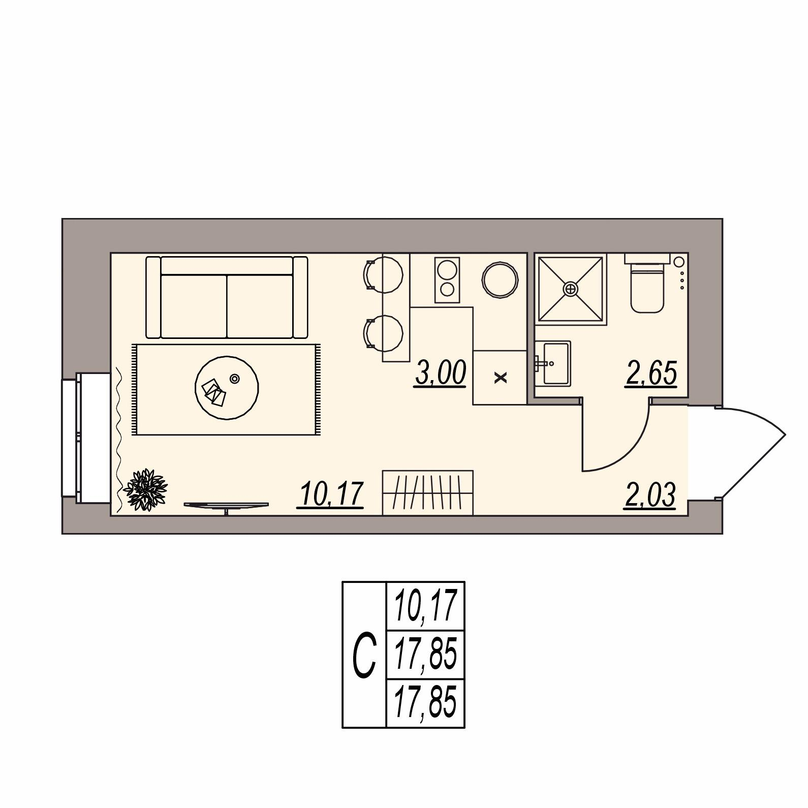 Студия 17 м2 в ЖК Герои поколений корпус null этаж 2