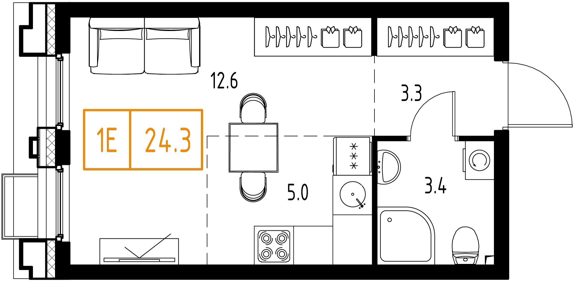 Студия 24 м2 в ЖК Skolkovo One корпус null этаж 3