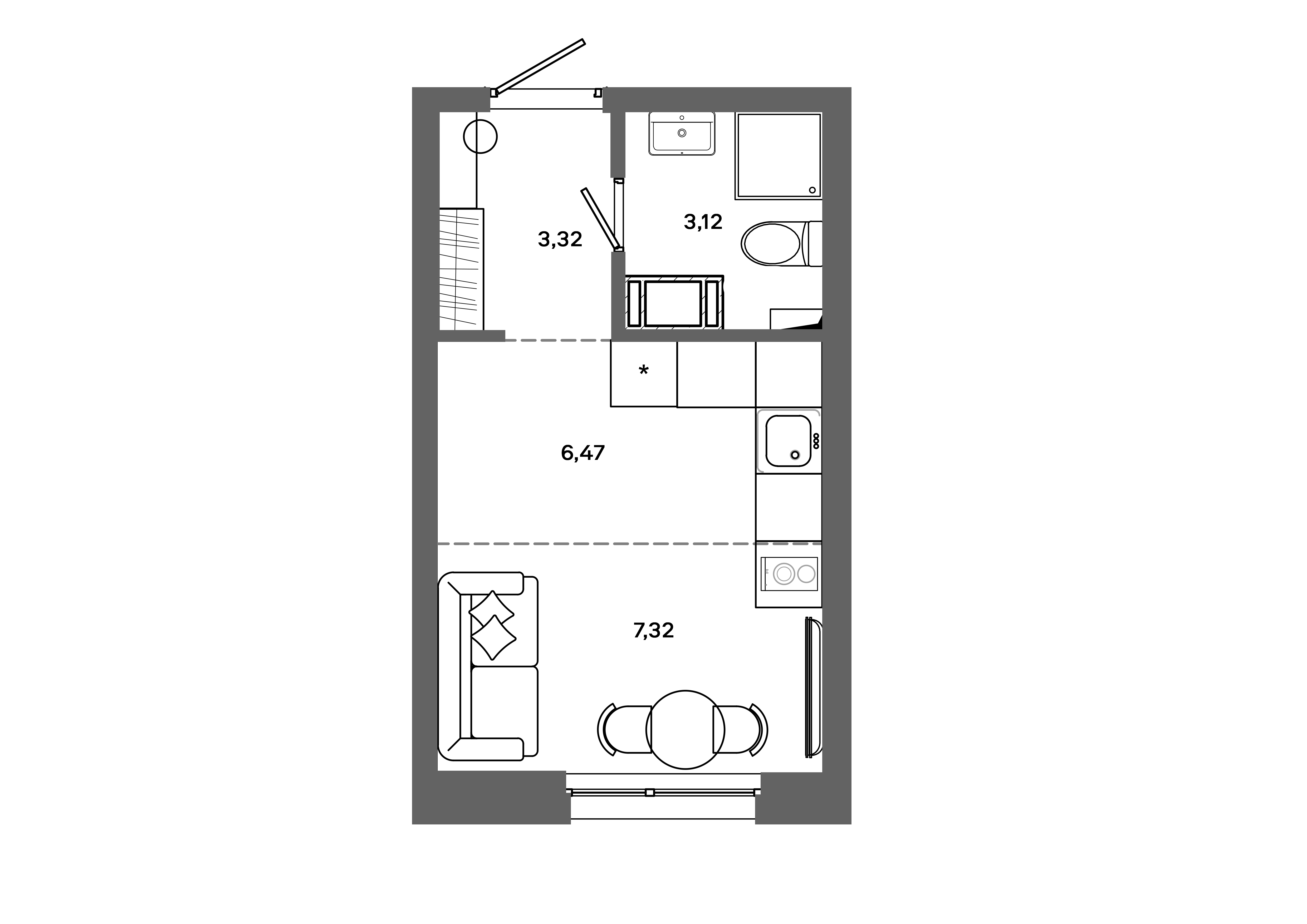 Студия 20 м2 в ЖК Столица корпус null этаж 15