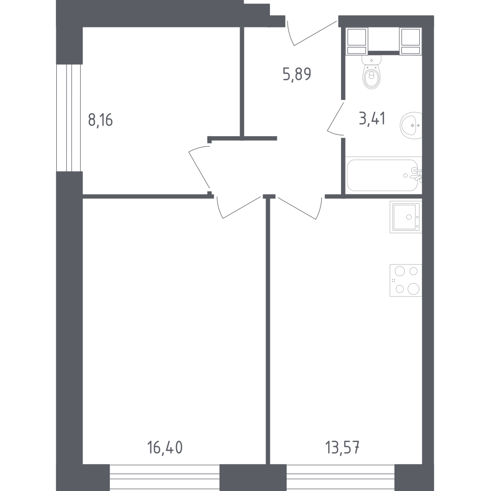 2-комнатная 47 м2 в ЖК Пятницкое 58 корпус null этаж 19