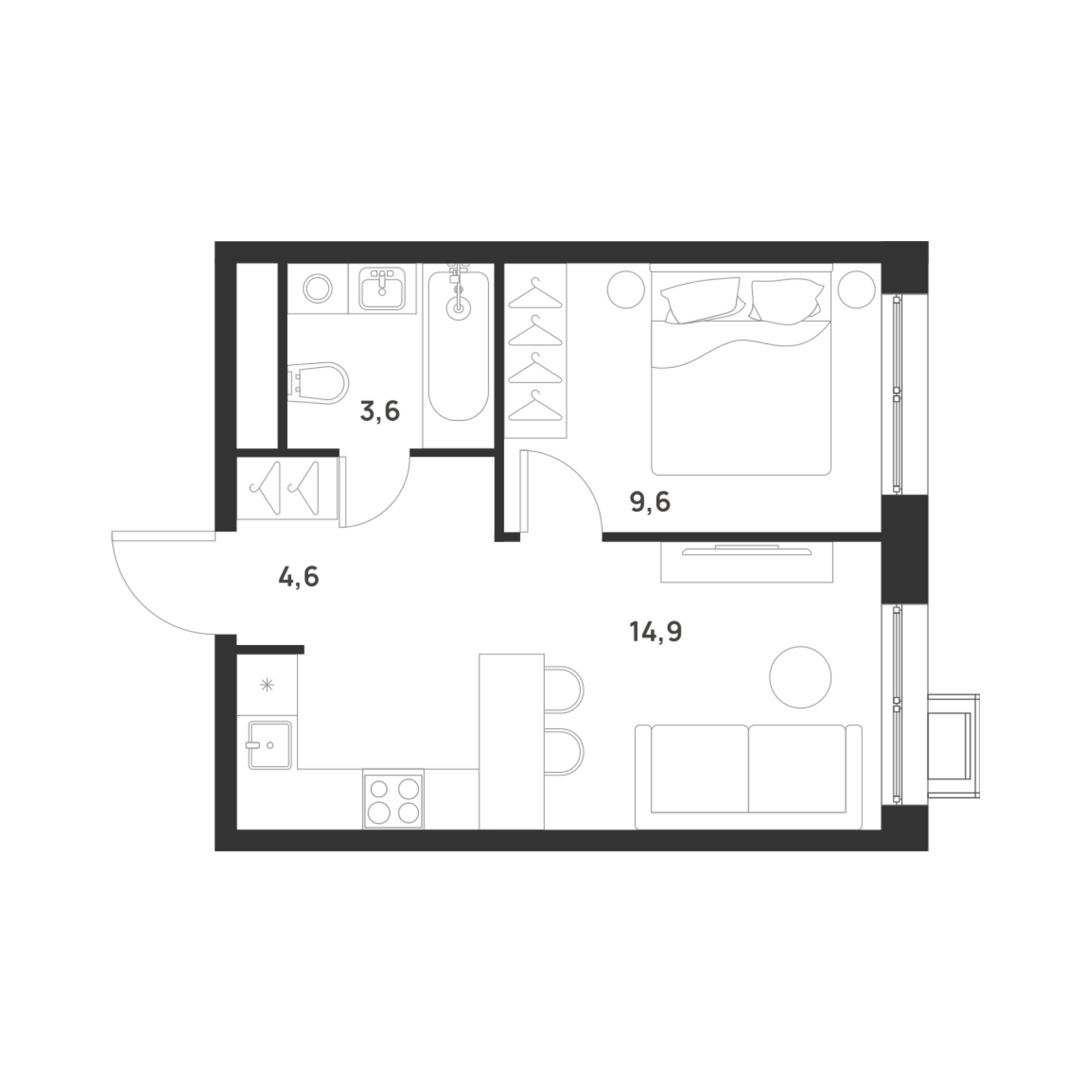 Студия 32 м2 в ЖК Foreville корпус null этаж 13