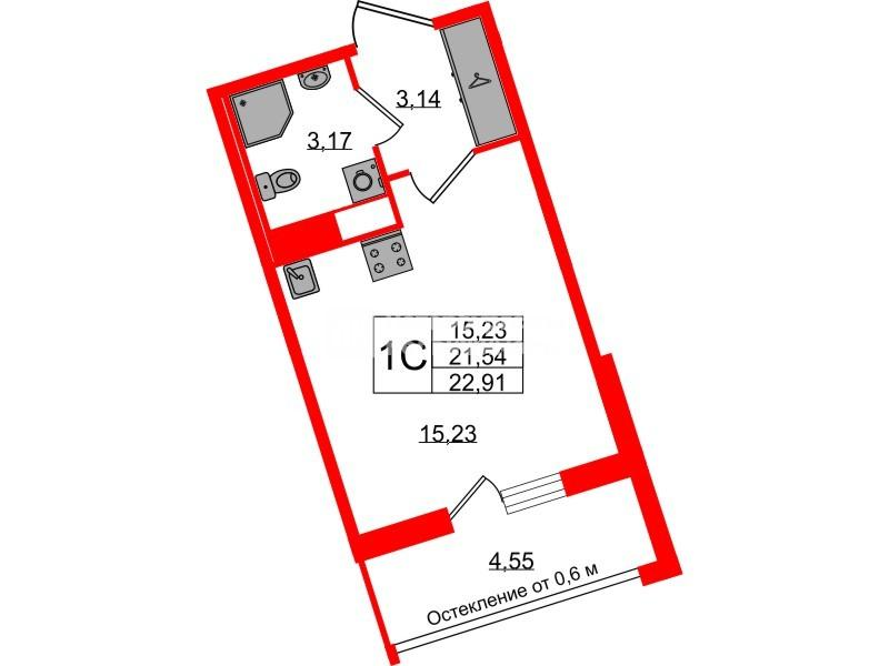 Студия 21 м2 в ЖК Астра Континенталь корпус null этаж 10