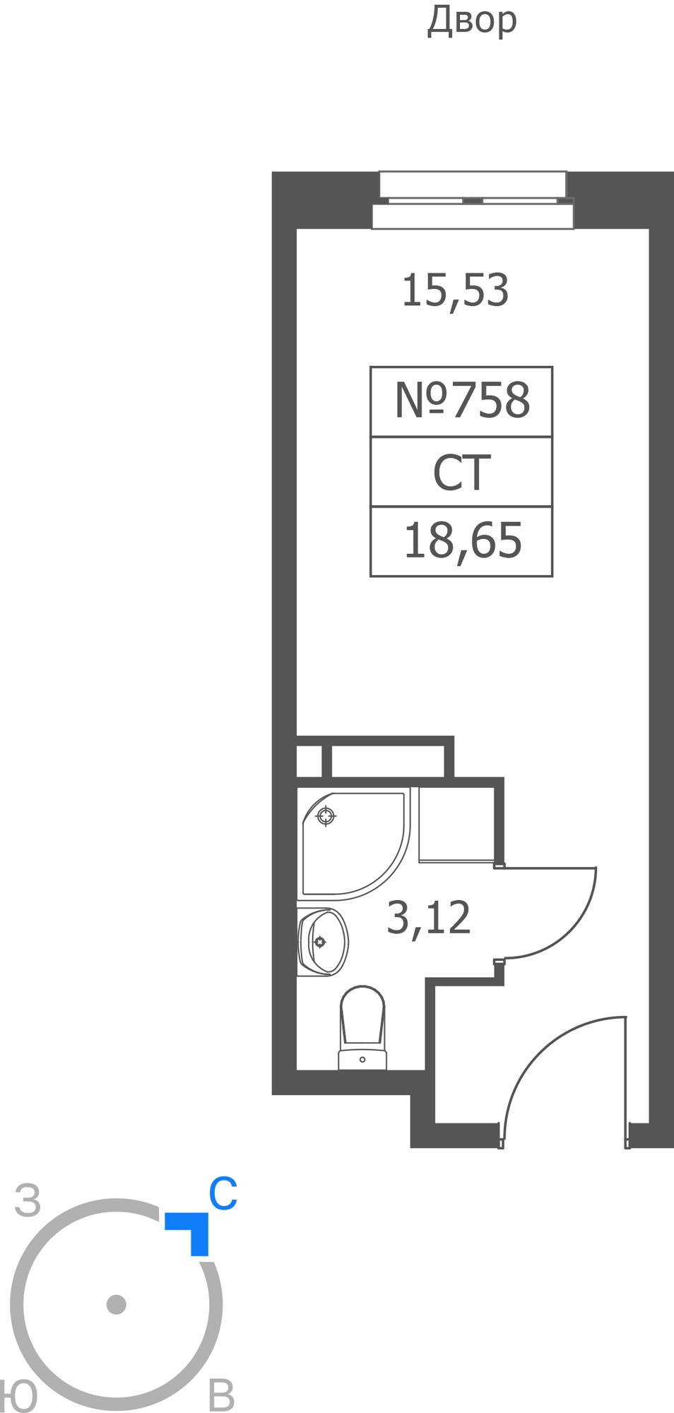 Студия 18 м2 в ЖК Волковская 67 корпус null этаж 7