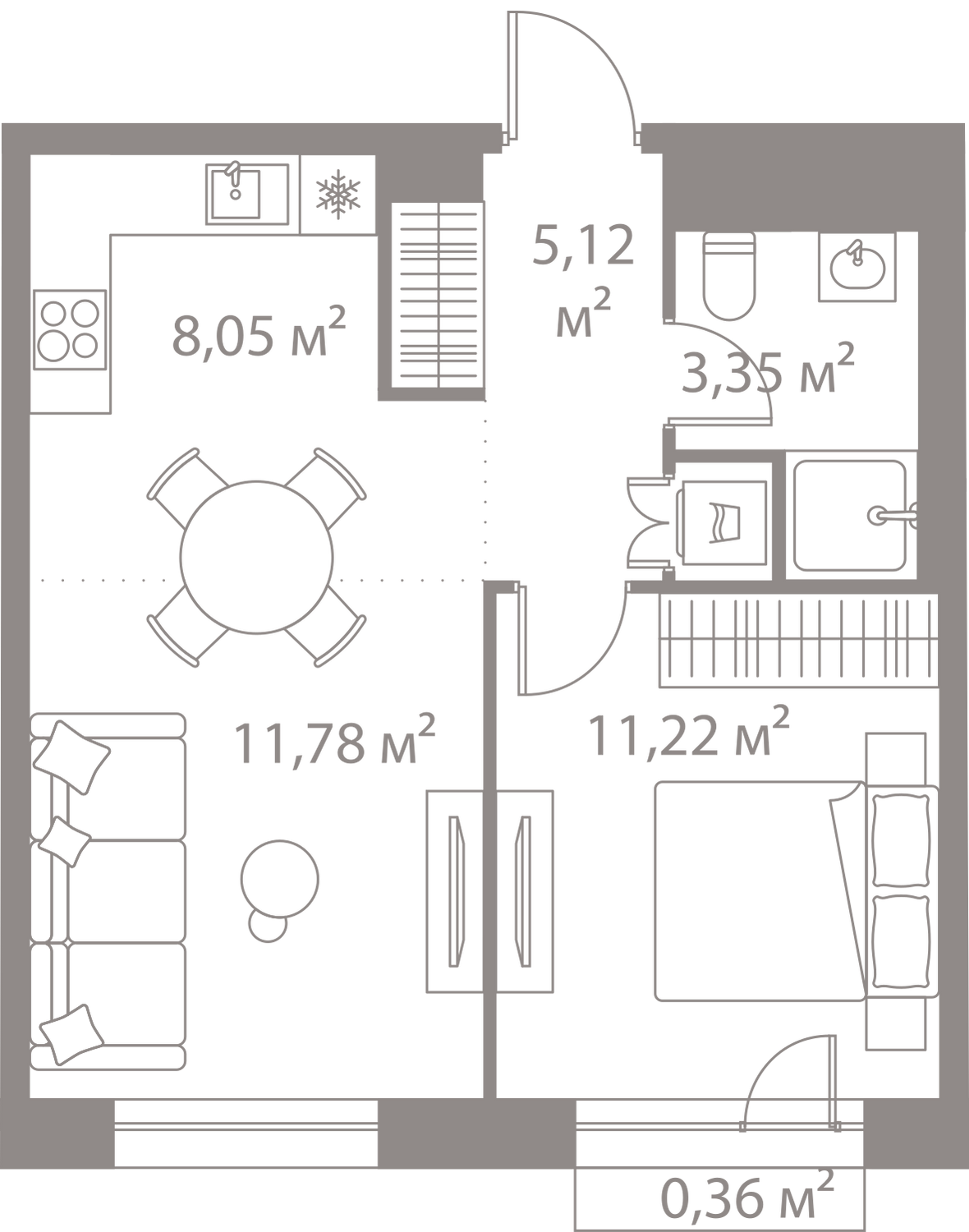 1-комнатная 39 м2 в ЖК Life-Варшавская корпус null этаж 6