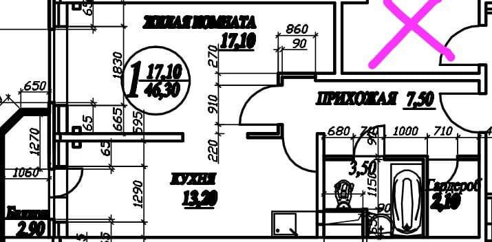 2-комнатная 43.5 м2 в ЖК undefined корпус null этаж 10