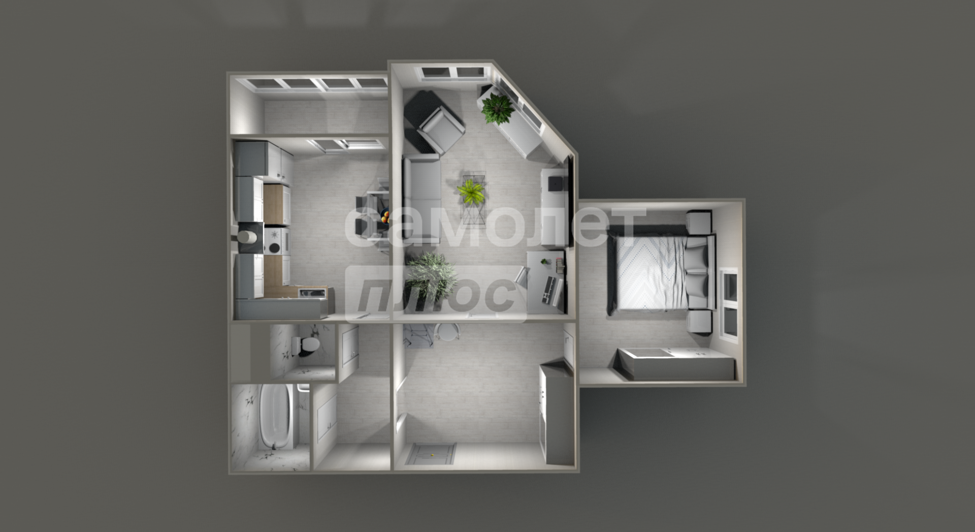 2-комнатная 55.7 м2 в ЖК undefined корпус null этаж 15
