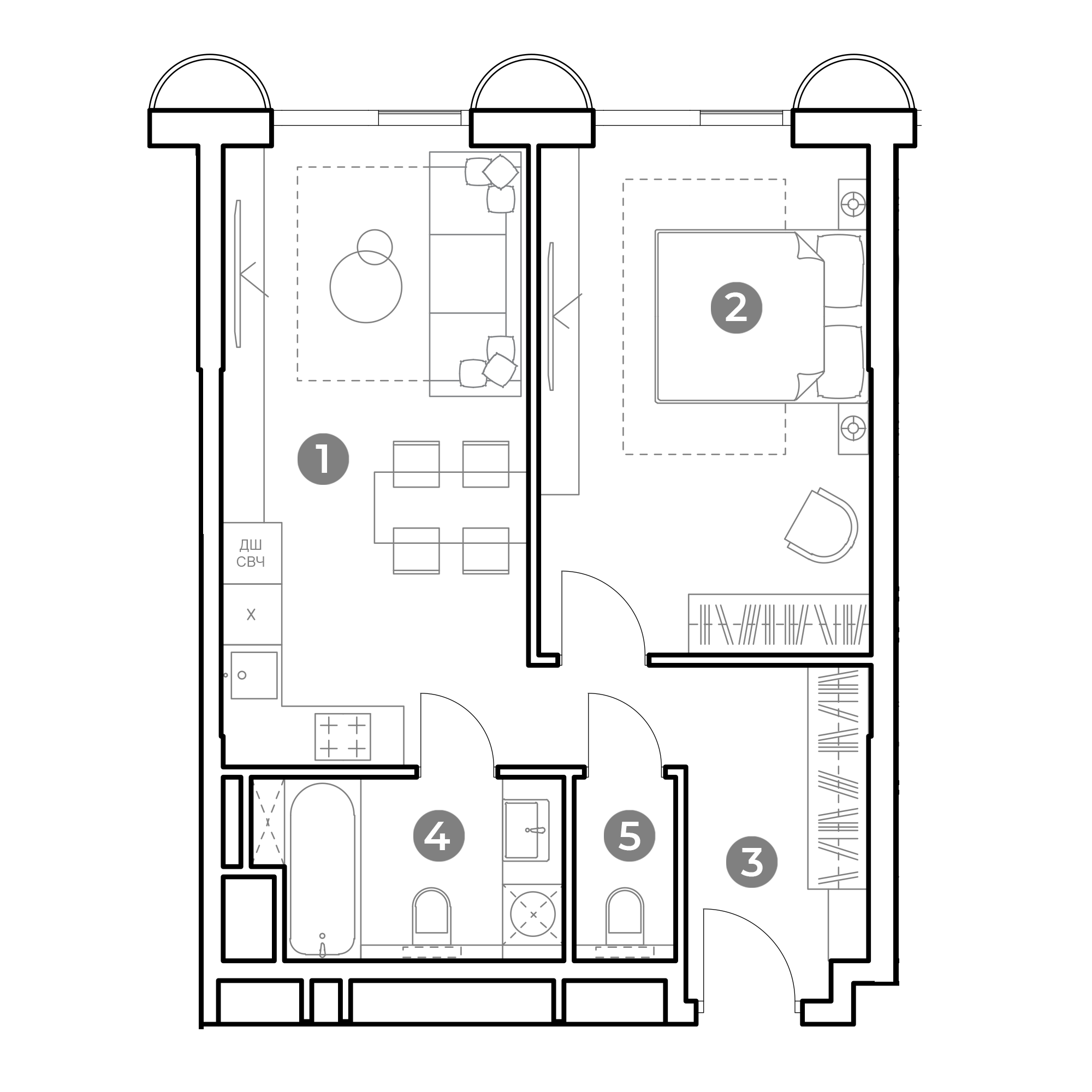 2-комнатная 50 м2 в ЖК Nametkin Tower корпус null этаж 5
