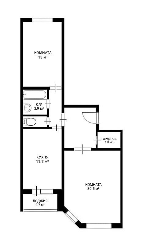 2-комнатная 61.9 м2 в ЖК undefined корпус null этаж 15