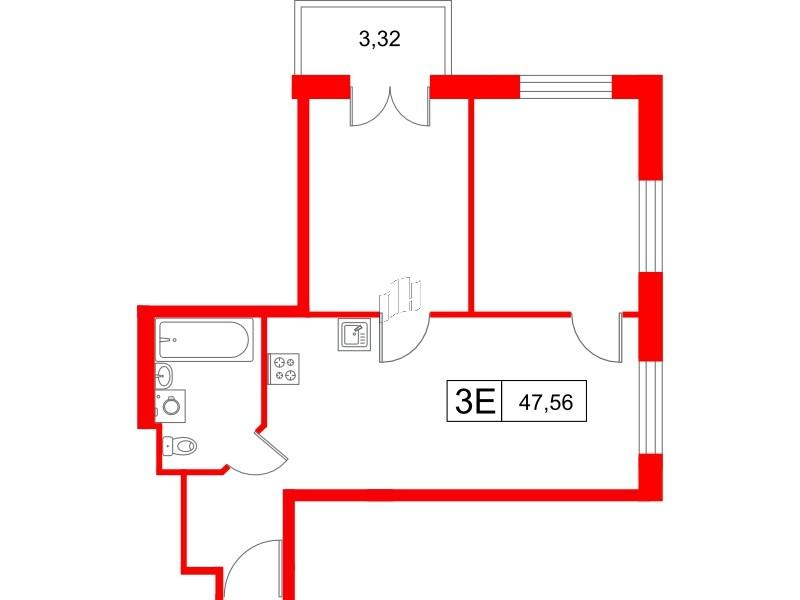 2-комнатная 47 м2 в ЖК Saan корпус null этаж 8