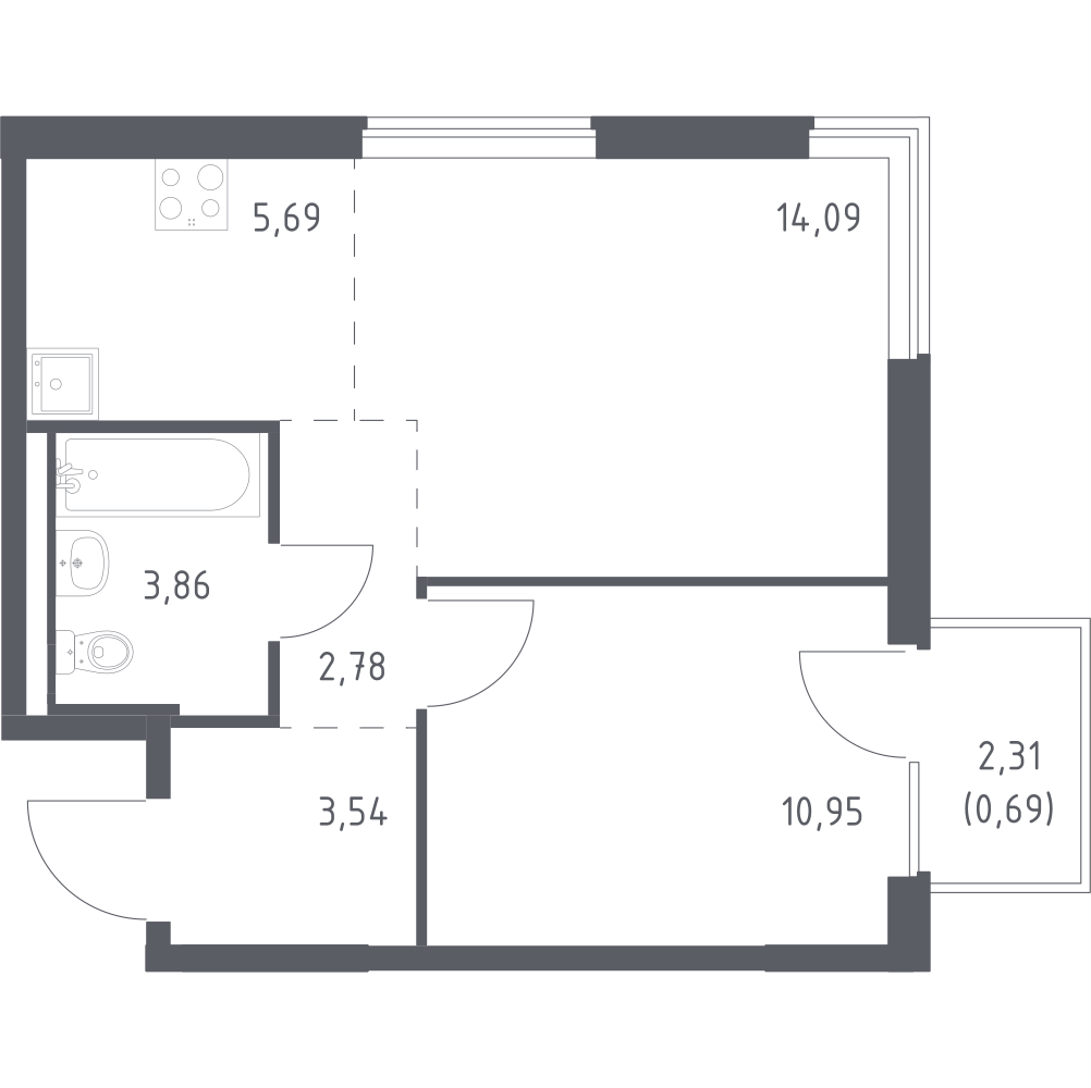 Студия 41 м2 в ЖК Мытищи Парк корпус null этаж 10